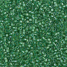 Delica Beads (Miyuki), size 11/0 (same as 12/0), SKU 195006.DB11-0916, sparkling light green lined chartreuse, (10gram tube, apprx 1900 beads)