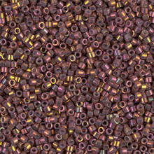 Delica Beads (Miyuki), size 11/0 (same as 12/0), SKU 195006.DB11-1013, metallic tea berry gold iris, (10gram tube, apprx 1900 beads)