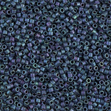 Delica Beads (Miyuki), size 11/0 (same as 12/0), SKU 195006.DB11-1052, matte metallic blue-green/gold iris, (10gram tube, apprx 1900 beads)