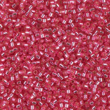 Delica Beads (Miyuki), size 11/0 (same as 12/0), SKU 195006.DB11-1338, dyed silver lined dark pink, (10gram tube, apprx 1900 beads)