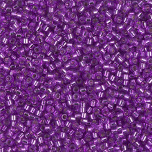 Delica Beads (Miyuki), size 11/0 (same as 12/0), SKU 195006.DB11-1345, dyed silver lined magenta, (10gram tube, apprx 1900 beads)