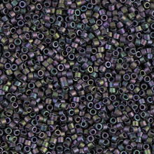 Delica Beads (Miyuki), size 11/0 (same as 12/0), SKU 195006.DB11-1053, matte metallic purple-green/gold iris, (10gram tube, apprx 1900 beads)
