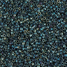Delica Beads (Miyuki), size 11/0 (same as 12/0), SKU 195006.DB11-1006, metallic blue-green/gold iris, (10gram tube, apprx 1900 beads)