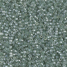 Delica Beads (Miyuki), size 11/0 (same as 12/0), SKU 195006.DB11-1484, transparent light moss green luster, (10gram tube, apprx 1900 beads)