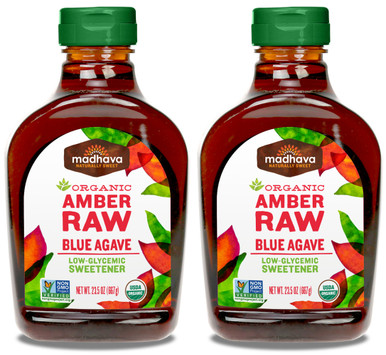 Madhava Organic Agave Nectar Amber Raw, 23.5 oz. (Pack of 2) 