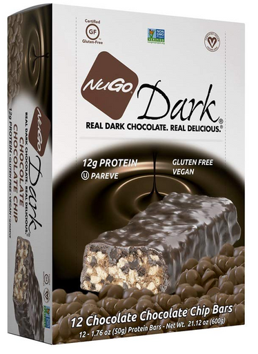 NuGo Dark Chocolate Chocolate Chip Protein Bar, 1.76 oz. (Pack of 12) 