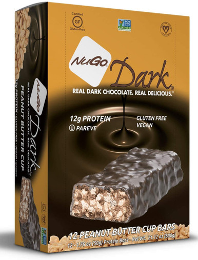 NuGo Dark Peanut Butter Cup Protein Bar, 1.76 oz. (Pack of 12) 