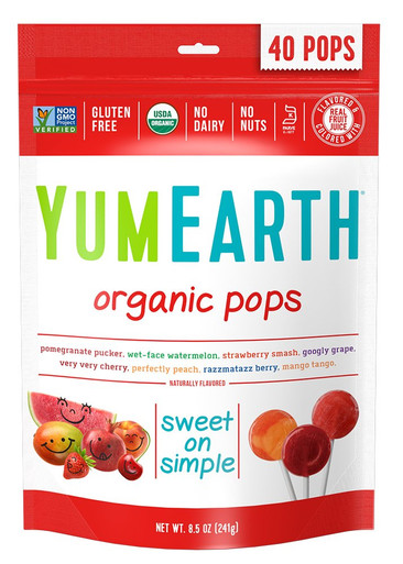 Yummy Earth Organic Lollipops Assorted Fruit Flavors, 8.5 oz. (Pack of 2) - FREE Shipping