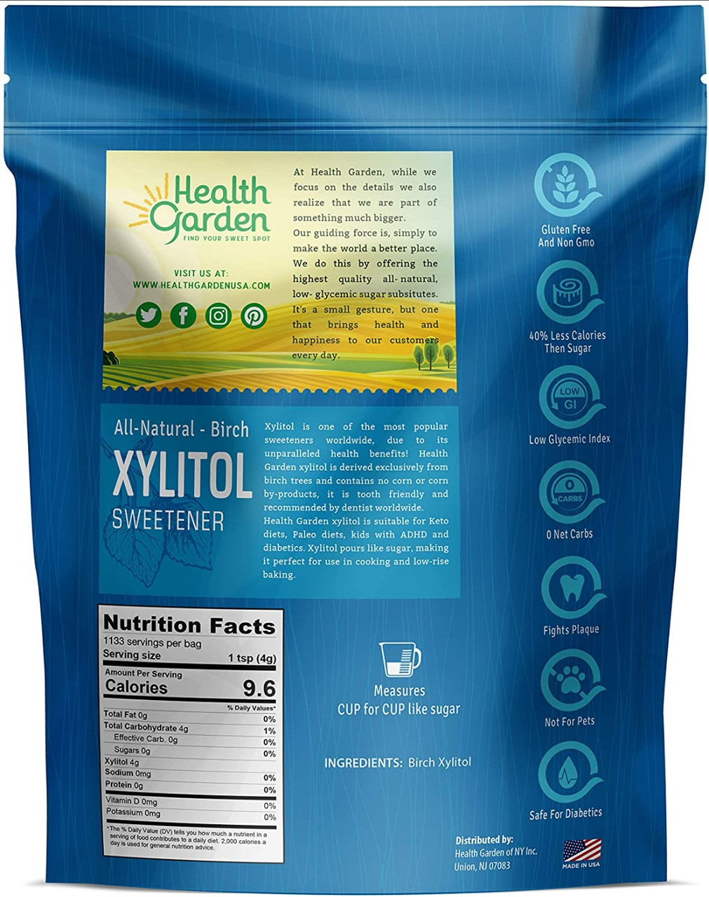 Health Garden Real Birch Xylitol, 10 lbs. Whole And Natural