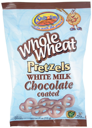 Shibolim Whole Wheat Pretzels White Milk Chocolate Coated, 4 oz. 