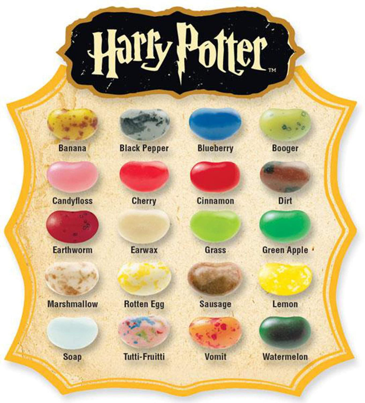 Harry Potter Jelly Beans Flavors Chart