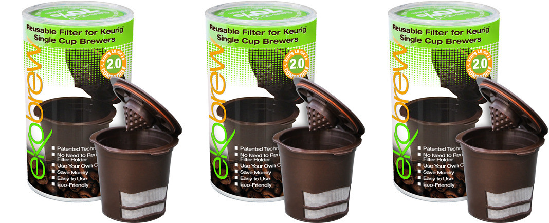 Ekobrew Reusable K Cup Filter For Keurig Brewers Brown 3 Pack
