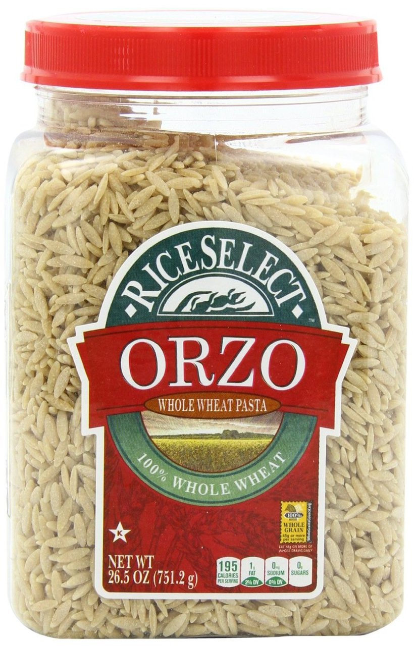 Rice Select Orzo Whole Wheat Pasta, 26.5 oz Jar Whole And Natural