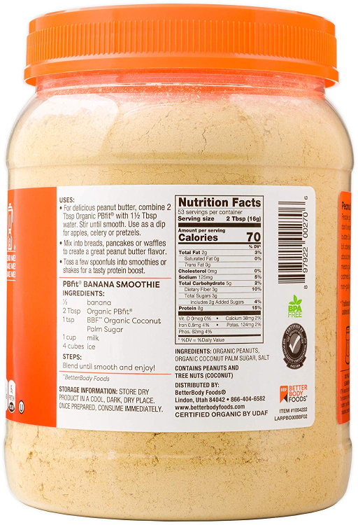 Better Body Foods Organic Pb Fit Peanut Butter Powder 30 Oz Whole And Natural Powdered peanut butter (like zoodles, the spiralizer, and jicama tortillas) is one of the things i've discovered during project kidney. better body foods