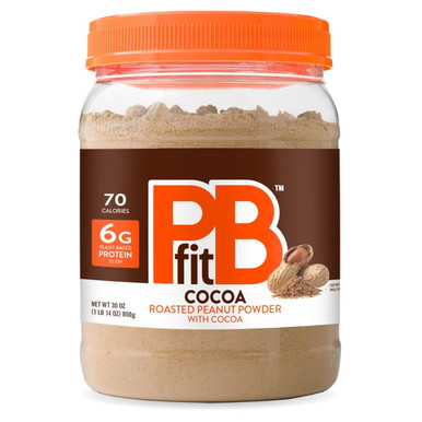 PBfit Cocoa Powdered Peanut Butter Spread (30 oz) Chocolate Flavor Roasted Peanut Powder, 6g Plant-Based Protein, 70 Calories, Gluten-Free, Low Fat Snack