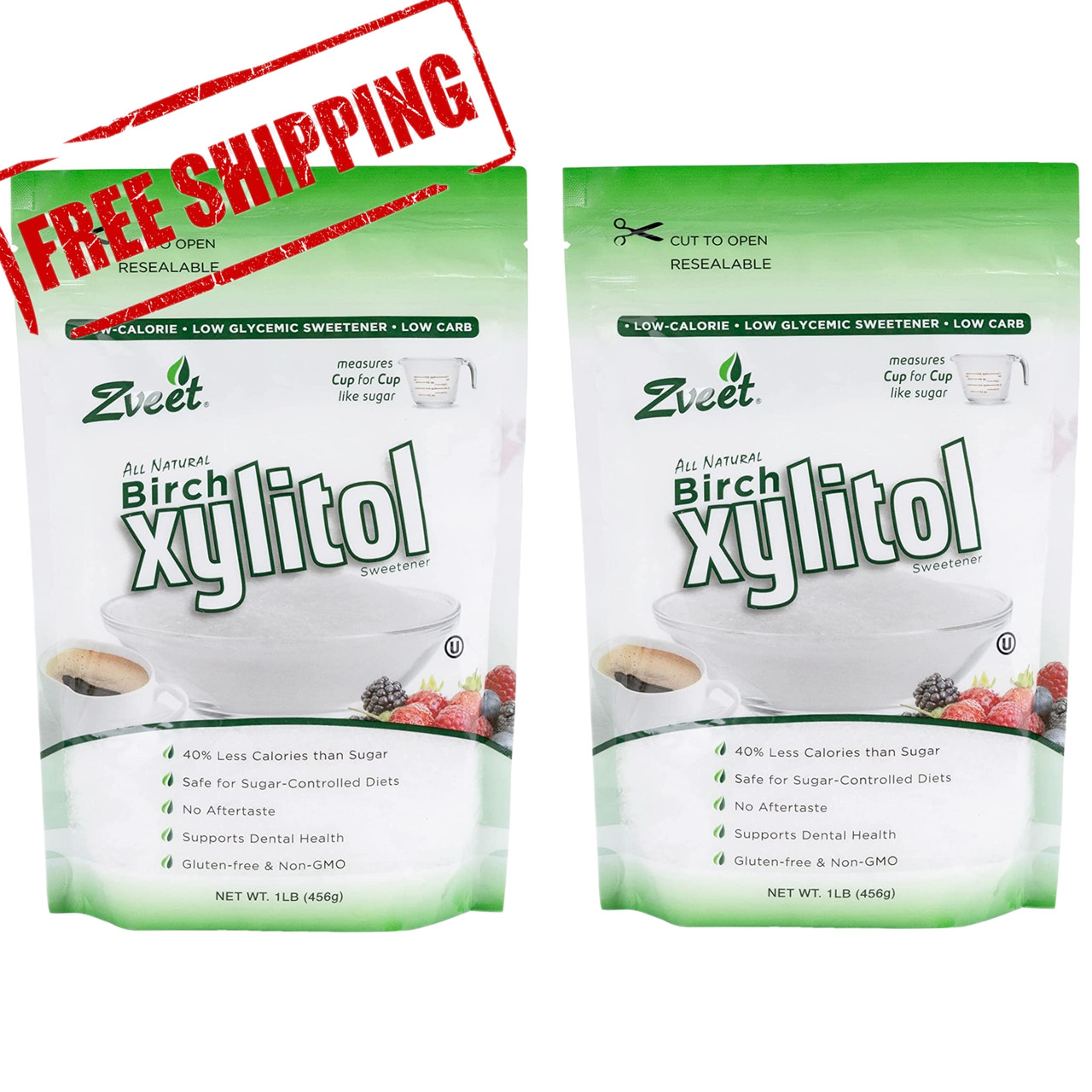Zveet Real Birch Xylitol, 1 lb. (PACK of 2) FREE Shipping Whole And
