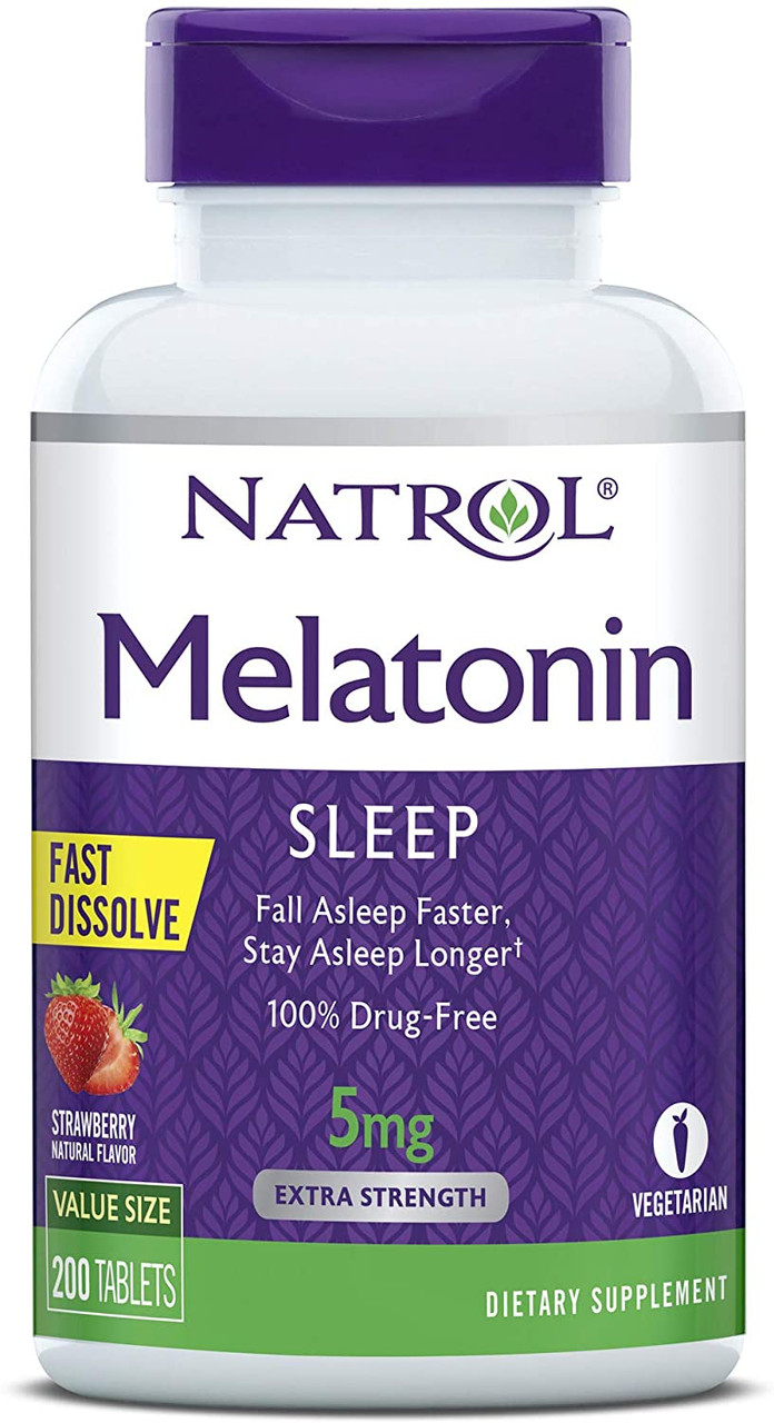 Natrol Melatonin Fast Dissolve 5mg Strawberry Flavor, 250 Tablets - Whole  And Natural