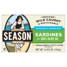 Season Skinless Boneless Sardines in Olive Oil, 4.375 oz. (6 Pack)
