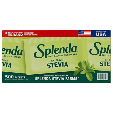 Splenda U.S. Grown Stevia Packets, Zero Calorie Sweetener, Gluten Free, Kosher, 500 Count