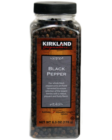 Kirkland Whole Black Peppercorn, 6.3 oz.