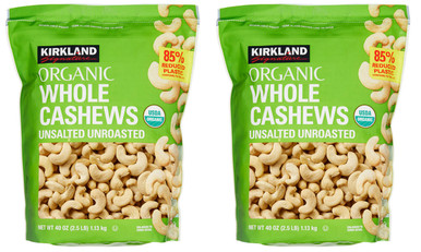 Kirkland Organic Raw Whole Cashews Unsalted Unroasted, 40 oz. 2 Pack