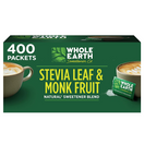 Whole Earth Stevia Leaf and Monk Fruit Zero Calorie Sweetener, 400 Packets 