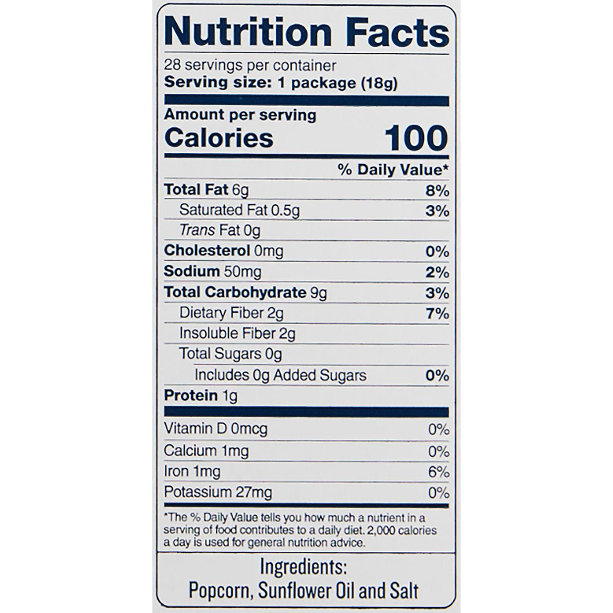 SkinnyPop Skinny Pop 100 Calorie Popcorn Snack, 0.65 oz, 28 Count - Non  GMO, Gluten Free, On-the-Go Snacking