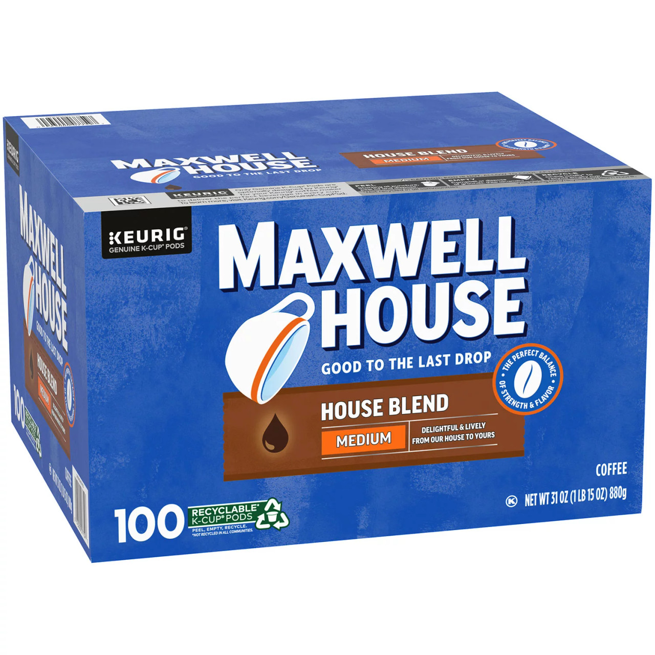 Maxwell House House Blend K-Cup Pods – Medium Roast, 100 Count For Keurig
