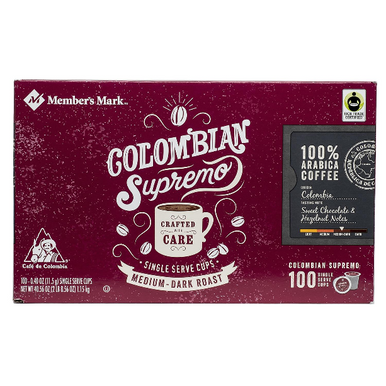 Member's Mark Colombian Supremo Coffee Single Serve K-Cup Coffee Pods, 100 ct.