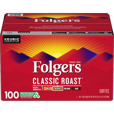 Folgers Classic Roast Coffee K-Cups, 100 ct. 