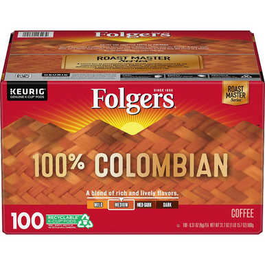 Folgers 100% Colombian Roast Coffee K-Cups, 100 ct. 