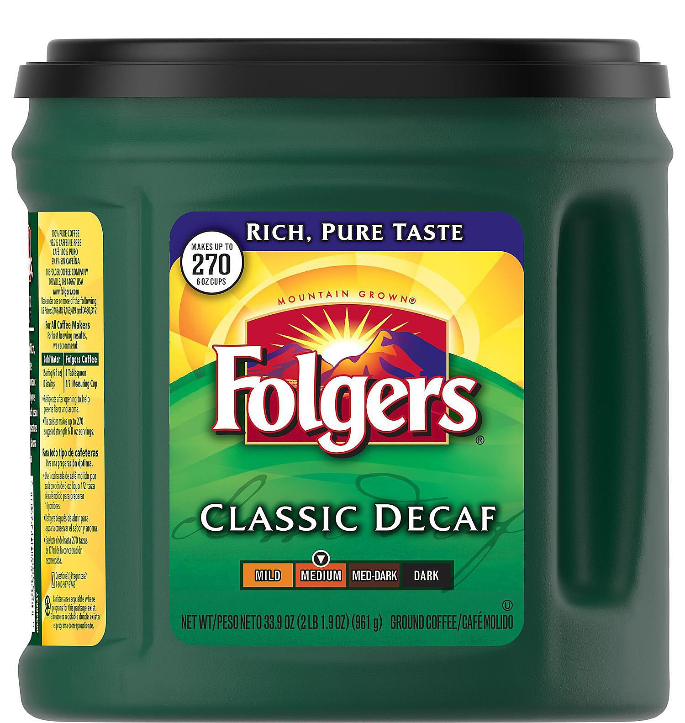 Folgers Decaffeinated Classic Roast Ground Coffee,  oz. - Whole And  Natural