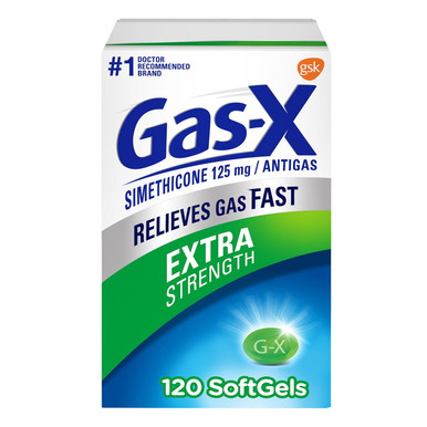 Gas-X Extra Strength Antigas Softgels, Simethicone 125 mg, Fast Gas and Bloating Relief, 120 Count