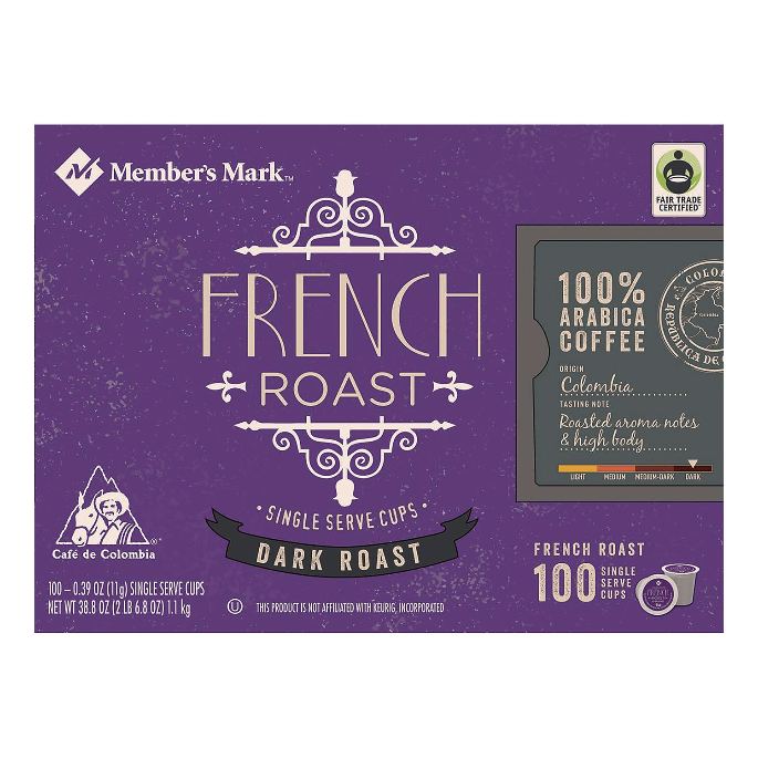 Member's Mark French Roast Coffee Single Serve KCup Coffee Pods, 100