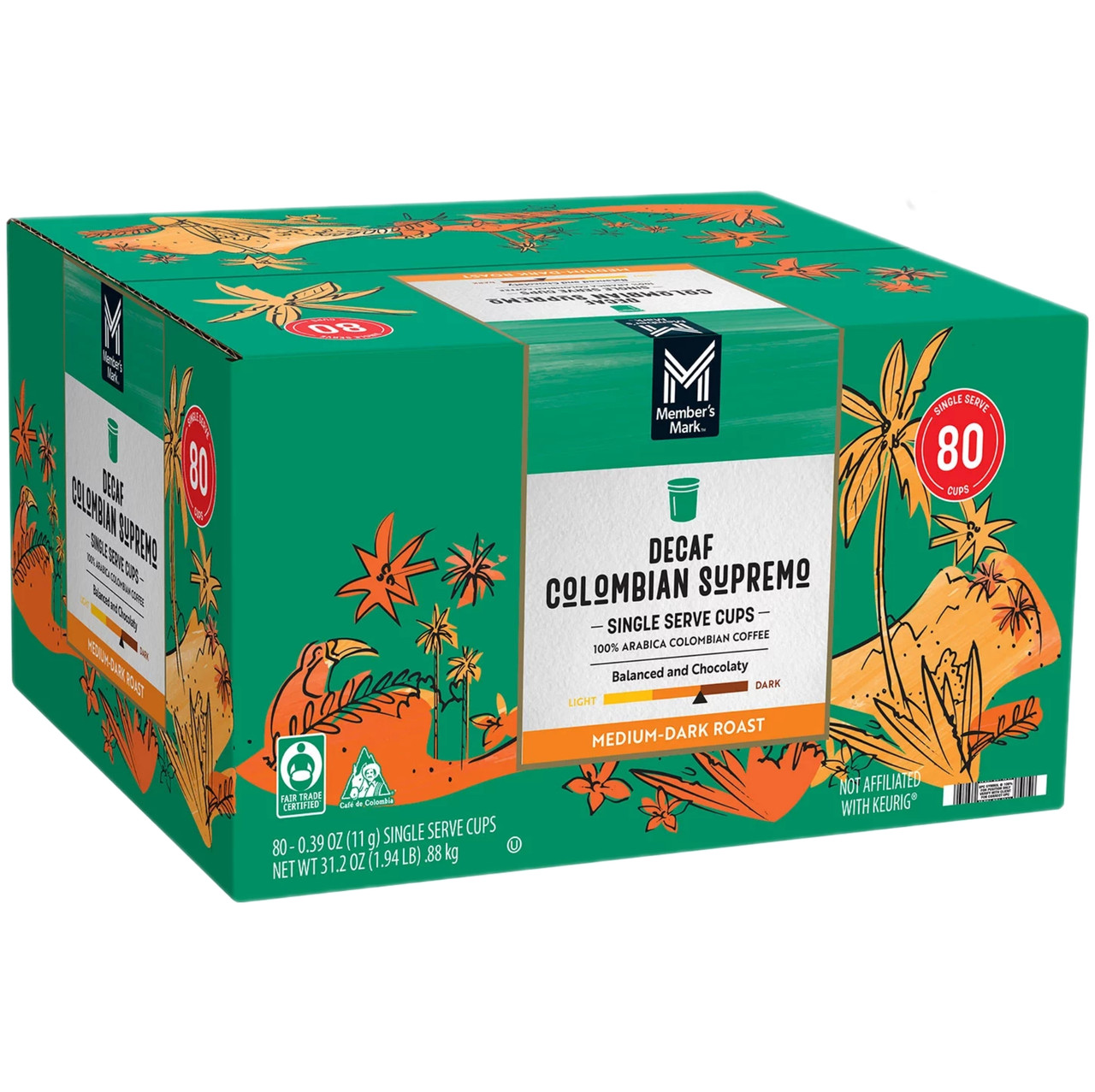 Member's Mark Decaf Colombian Supremo Coffee K-Cups, Medium-Dark