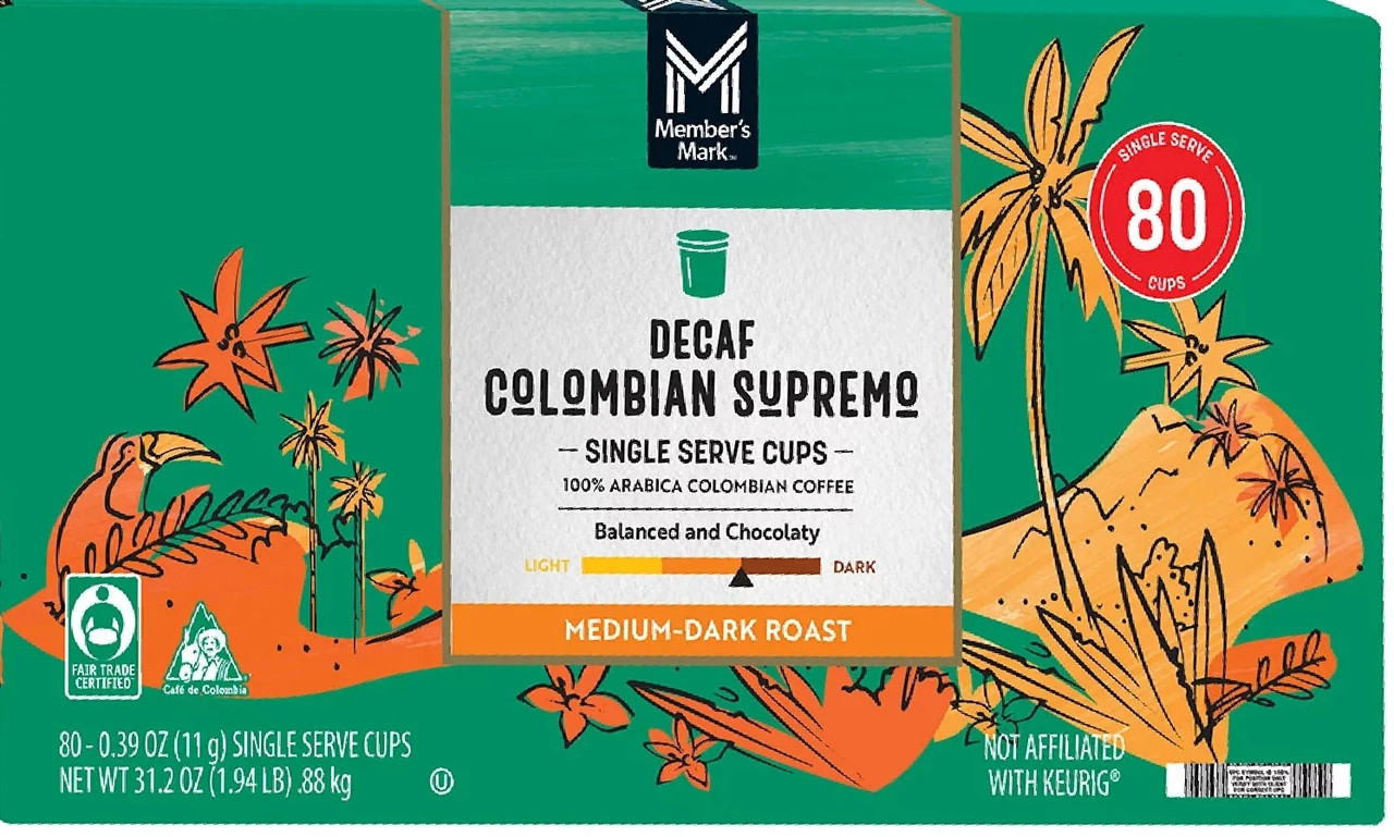 Member's Mark Decaf Colombian Supremo K-Cups – 80 Count, Fresh Aroma, OU Kosher, Keurig Compatible