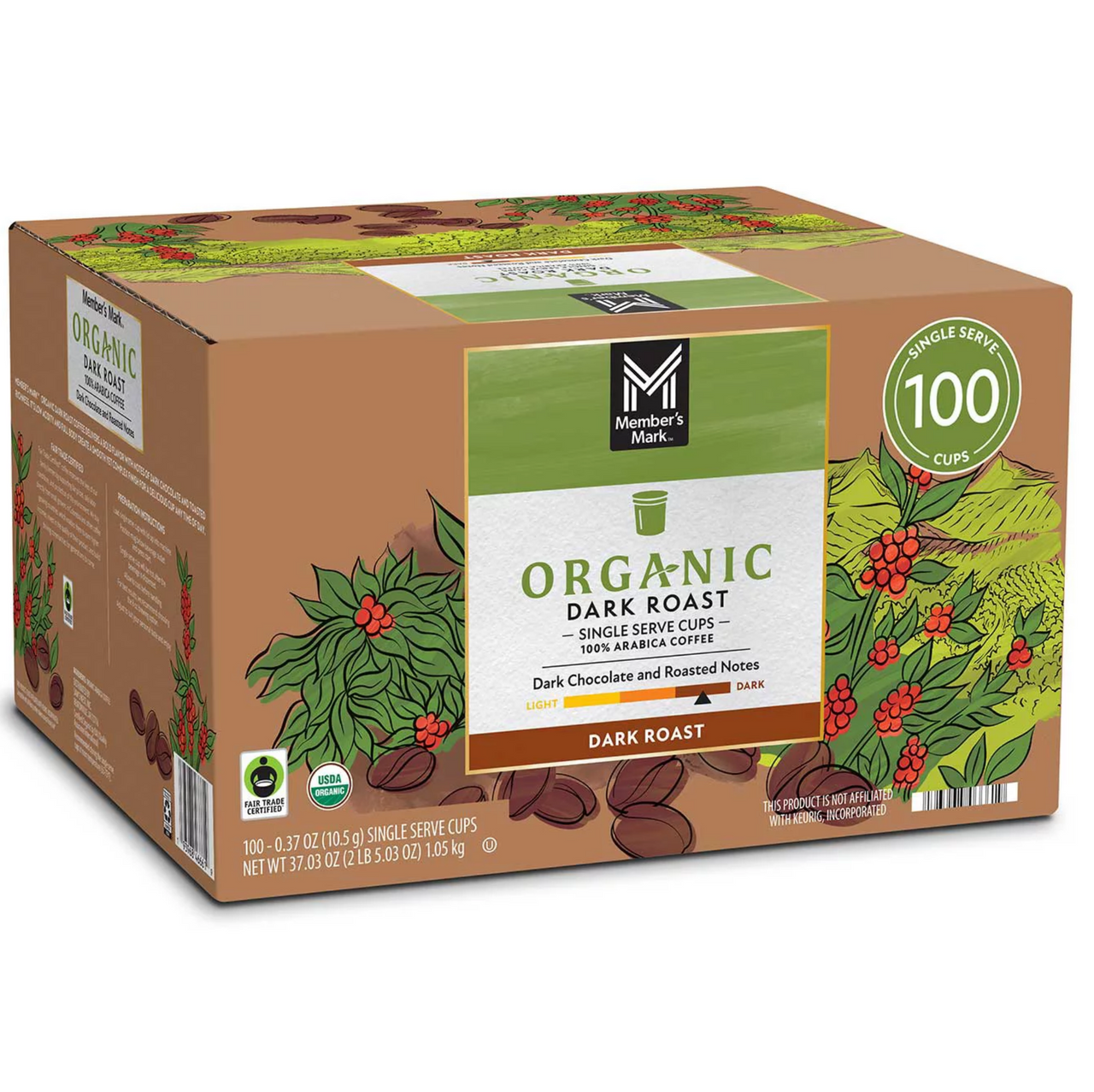 Member's Mark Organic Dark Roast Coffee K-Cup Pods, Colombian Arabica, 100  Count - Whole And Natural