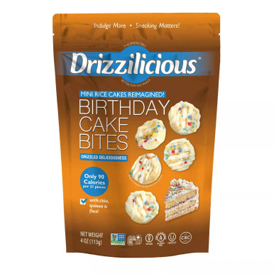 Drizzilicious Birthday Cake Bites, Popped Rice Crisps with Chia, Quinoa & Flax, 4 oz