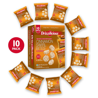 Drizzilicious Mini Rice Cakes Cinnamon Swirl Rice Crisps, 0.74 oz (Pack of 10)