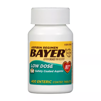Bayer Aspirin Regimen Low Dose 81 mg., 400 Enteric Coated Tablets