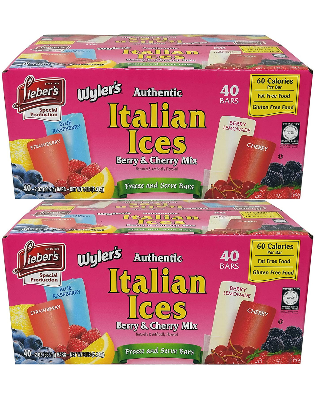 Wyler's Berry And Cherry Mix Italian Ices, 40 Count (Pack of ...