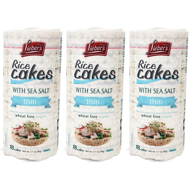  Lieber's Rice Cakes With Sea Salt Thin Salted Rice Cakes, 3.1 oz. (3-Pack) 