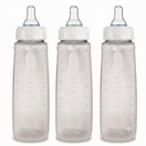 First Essentials by NUK Clear View 9 oz. Baby Bottles with Medium Flow Nipple, White (3-Pack)