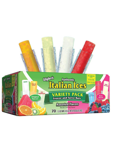 Wyler's Authentic Italian Ices Original and Berry Flavors Freezer Pops, 70 Count