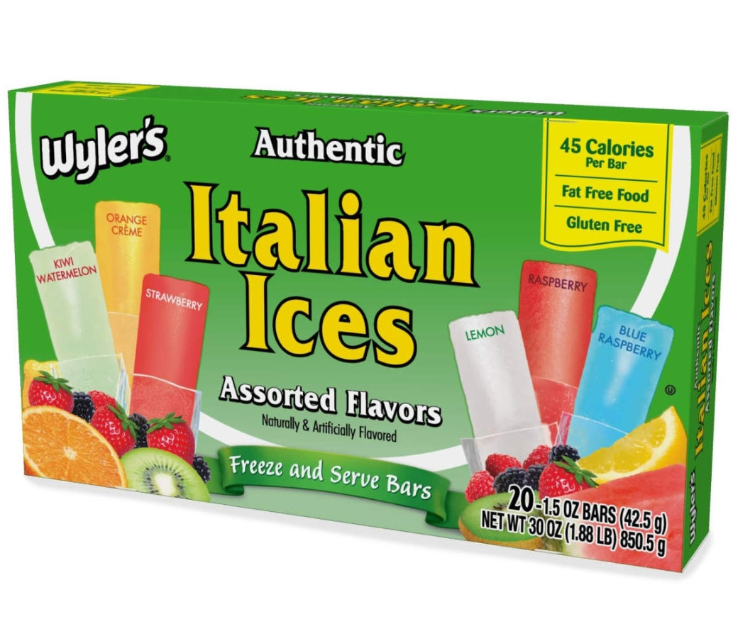 Wyler's Authentic Italian Ices Original Flavors 1.5 oz Pops, 20 Count