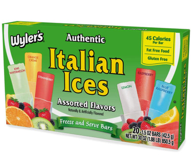 Wyler's Authentic Italian Ices Original Flavors 1.5oz pop 20 Count