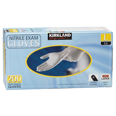 Kirkland Signature Nitrile Exam Multi-Purpose Large Gloves Latex-free 200 Count 