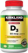 Kirkland Signature Extra Strength D3 50 mcg., 600 Softgels