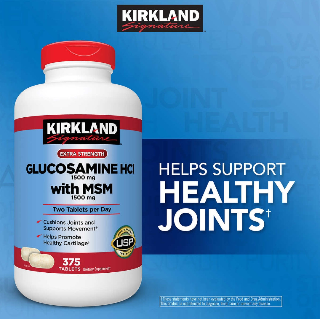 Kirkland Signature Glucosamine With Msm 375 Tablets Whole And Natural