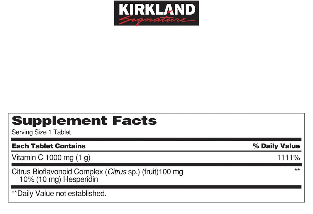 Kirkland Signature Vitamin C 1000 Mg 500 Tablets Whole And Natural